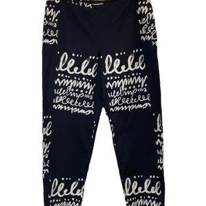 Liz Claiborne Womens Pants 14 Crop Black & White Cursive Writing 100% Cotton L